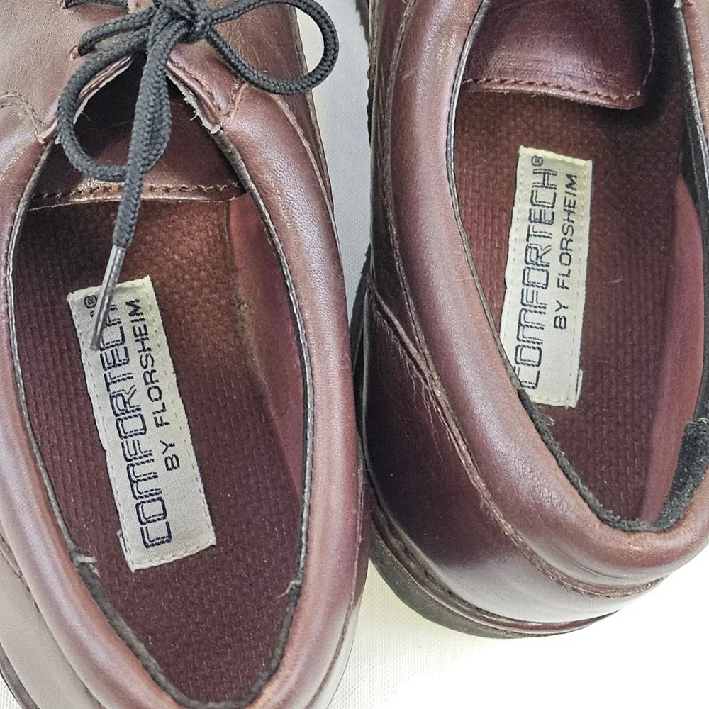 Florsheim Comfortech Mens 12 D‎ Burgundy Leather Oxford Dress Shoes Vibram 70327